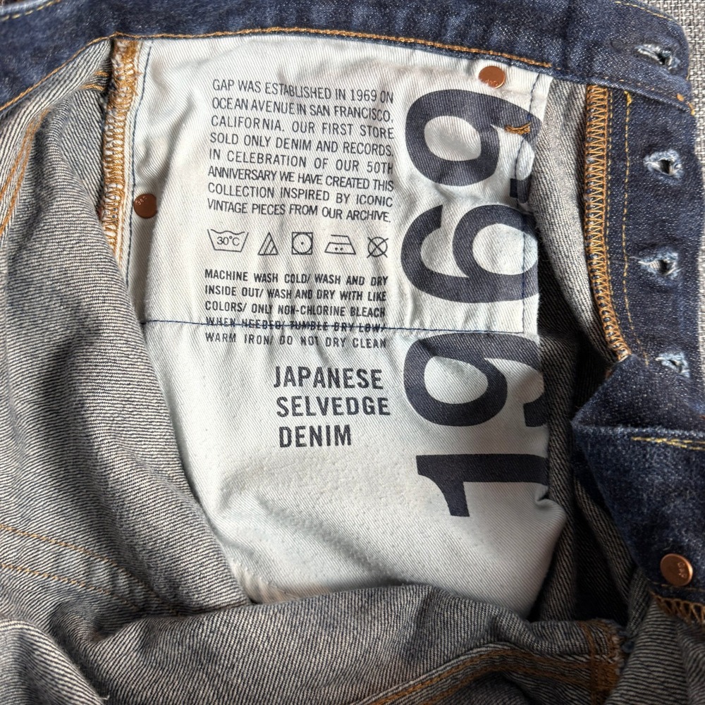 Gap 1969 Japanese Selvedge Jeans Mens Indigo Blue Denim Straight Fit | 31x30 - Picture 3 of 15